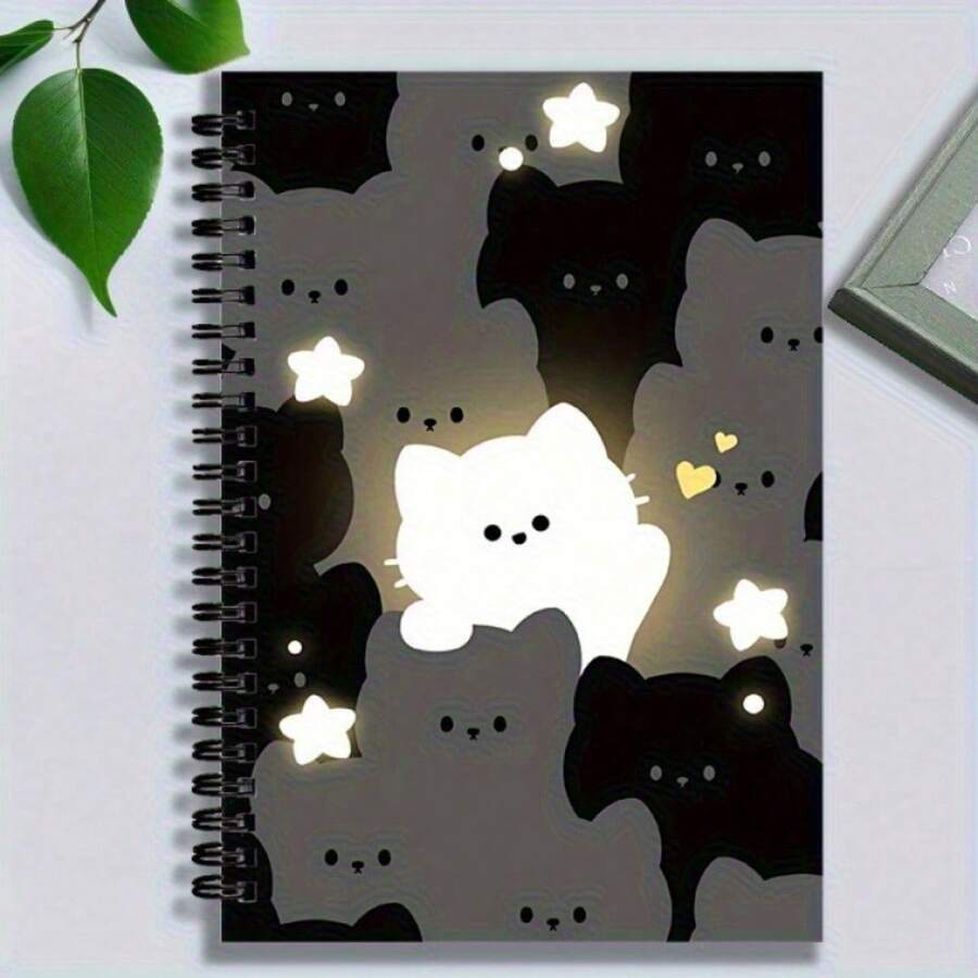 1 本可爱猫咪图案螺旋笔记本 - 可爱猫咪与爱情日记本，横线内页，适用于学校、工作、日记、剪贴簿 - 耐用螺旋装订，书写流畅 - 送给爱猫人士、朋友、家人、同事的理想礼物 - 开学季必备 - 1 - 查看 1