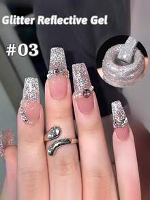 10毫升新款闪亮碎钻凝胶指甲油，高密度反光迪斯科闪光碎钻凝胶，情人节派对必备美甲红色指甲油，情人节礼物 - 彩色 - 查看 5