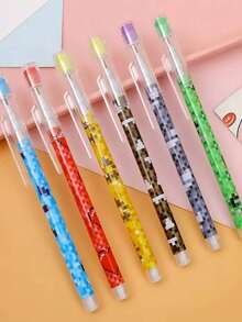 Bộ 6/12 bút chì tự động khảm mosaic sáng tạo, màu sắc và kiểu dáng ngẫu nhiên (6 chiếc/gói), bút chì hoạt hình 9 ngăn bên trong, văn phòng phẩm sáng tạo chất lượng cao dành cho học sinh, bộ dụng cụ vẽ, đồ dùng văn phòng phẩm. - Nhiều màu - Xem 6