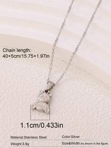 1pc Stainless Steel Bear Necklace For Women Fashion Ins Cute 18K Gold Plated Bear Pendant Chain Necklaces Jewelry - Necklace - View 11