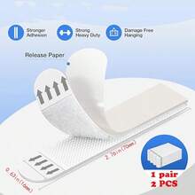 Tiras colgantes de nailon, ganchos sin taladro, soportes para cuadros y decoración de pared, cinta adhesiva invisible, pegatinas de pared adhesivas por ambos lados, colgado de pared sin daños, ideal para organizar y asegurar artículos diarios. Adecuado para decoraciones navideñas, decoración de pared, marcos de fotos, enrutadores, enchufes, alfombras, placas de identificación y talla grande. - Multicolor - Ver 11