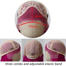 蕾丝前置合成纤维假发，玫瑰红、草莓金、酒红可选，自然发际线，无需胶水，耐热纤维，长直发，180%密度，13x4蕾丝，男女通用角色扮演假发 - 彩色 - 查看 5