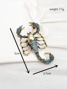 1pc Vintage Rhinestone Scorpion Brooch, Suitable For Daily Wear - Multicolor - View 2