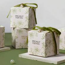 10个/20个装花卉图案丝带礼盒，创意优雅“专为您打造”婚礼回礼糖果袋，派对礼物，生日，情人节礼盒（不含珍珠） - 彩色 - 查看 5