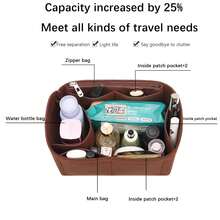 Speedy (25/30) Handbag Organizer Insert Bag, Handbag Organizer, Portable Cosmetic Bag, Speedy Tote Felt Organizer, Coffee Color - Multicolor - View 3