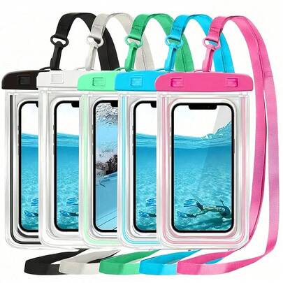 Bolsa impermeable universal para teléfono, bolsa impermeable para teléfono - con función luminosa, bolsa seca impermeable para teléfono, funda impermeable para teléfono, apta para iPhone 17 16 15 14 13 Pro Max Plus Air, apta para natación, rafting, buceo, fotografía submarina, playa, deportes al aire libre, viajes, vacaciones, piscina, actividades al aire libre.