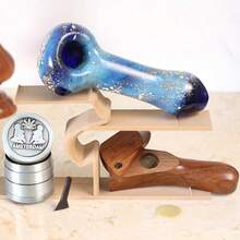 Curved Esquisite Premium Wood Hand Crafted Smoking Pipes Andamp; 4pc Grinder CEGVs - 如圖所示 - 查看 1
