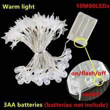 1pc 10/20/40/80 LED Crystal Ball String Lights, Warm White, Battery Operated, For Holiday Party, Romance, Bedroom, Home & Tent Decor