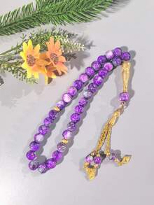 33pcs 10mm Large Gold Flower Beads Glass Bracelet Muslim Prayer Beads TASBIH