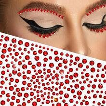 1pc Red Face Gems Jewels Rhinestone Stickers Self Adhesive Gems Stickers DIY Bling Jewel Crystal Sticker For Hair Face Eyes Body - Multicolor - View 3