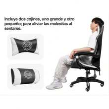 Silla de Computadora para Dormitorio, Diseño Ergonómico, Resistente y Ligera, Color Negro y Blanco, Ideal para Regalos y Uso Personal - Blanco y Negro - Ver 6