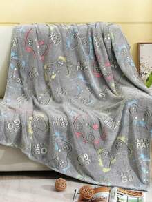 FRAZADA  MAGICA BRILLA EN LA OSCURIDAD DISEÑO GAMER - Gris Claro - Ver 1