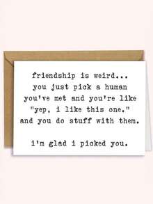 1 szt. Humorystyczna kartka przyjaźni z sarkastycznymi cytatami, materiał papierowy, wyjątkowy prezent dla przyjaciół, kolegów, rodzeństwa, najlepszych przyjaciół, nadaje się na Boże Narodzenie, urodziny i inne okazje - Wielokolorowe - Zobacz 2