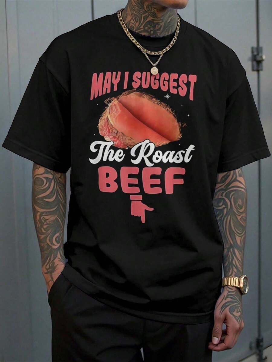 May I Suggest The Roast Beef Funny Embarrassing Adult Humor T-Shirt - Black - View 1