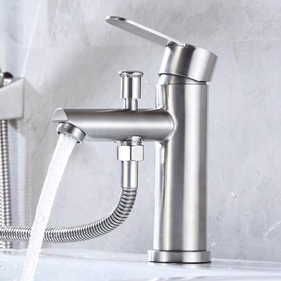 Sink Faucet, Stainless Steel Bathroom Sink Faucet, Countertop Sink Mixer Tap, Shower Head Mixer Tap, Bathroom Cold And Hot Water Shower (Color: Faucet Only)