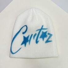 1pc Men's Fashion Hand-Painted Graffiti Letter & Star Pattern Knit Beanie Hat, Suitable For Autumn/Winter Daily Wear And Keeping Warm - A - View 9