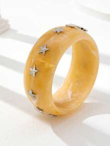 1件装厚树脂手镯，女士多层厚手镯套装，棕色亚克力手镯，日常基本款饰品 - 彩色 - 查看 18