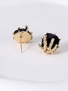 一对小麦耳钉，独特高端质感，百搭黑色方形耳环，女士日常佩戴的最佳珠宝 - 彩色 - 查看 4