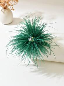 1 chiếc ghim cài áo hình lông vũ phong cách Bohemian cổ điển, phụ kiện đội đầu đa năng, kiểu dáng tối giản thanh lịch, phù hợp cho phụ nữ đeo hàng ngày, dự tiệc hoặc bất kỳ dịp nào. - màu xanh lá - Xem 3