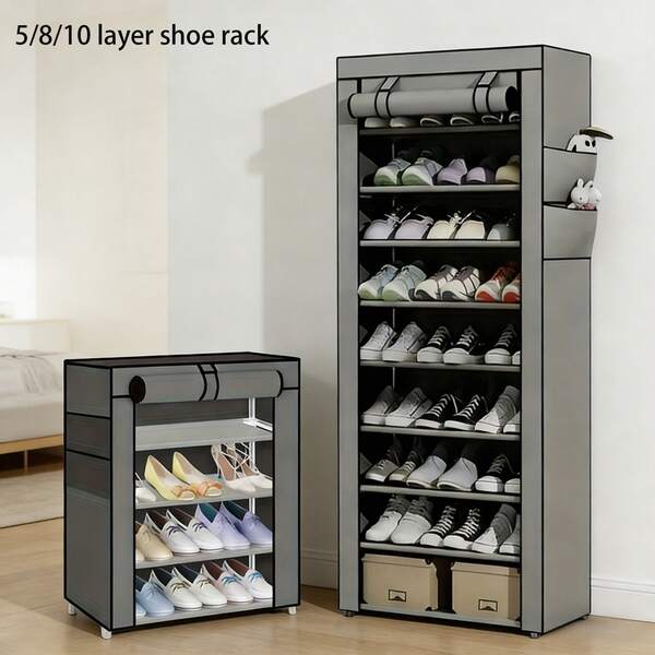 5/8/10-Tier Shoe Rack For Bedroom Entrance, Vertical Shoe Storage Rack, Can Hold 15-20 Pairs Of Shoes, Independent Shoe Cabinet With Dust Cover, Shoe Cabinet