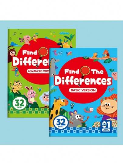 1 Book - Hidden Difference Activity Book, Including 32 Interactive Observation Games And Memory Exercises | Attention And Concentration Training | Visual Perception Skills, Concentration Games With Numbered Pages | Education Workbook For 6 Years Old And Above | Scientific Learning Activity Book To Improve Concentration And Observation | Interesting And Fascinating Hidden Object Games To Promote Cognitive Development