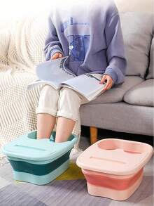 Foldable Massage Foot Soaking Bucket, Home Use, Simple Massage, Wellness, Foot Bath Basin Household Foot Bath Basin Made Of Plastic, Designed For Health Preservation. It Comes With A Lid For Heat Preservation And Has A Massage Function. This Foot Soaking Bucket Is Suitable For Adults.Light Weight, Space Saving - 彩色 - 查看 1