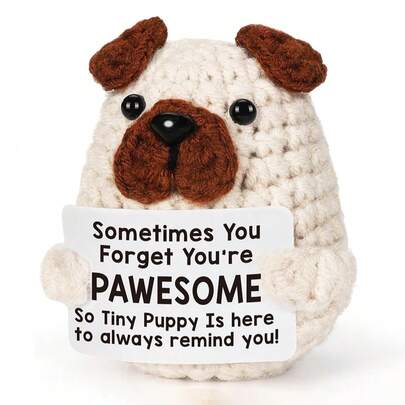 送给女性朋友的积极肯定装饰标牌，情感激励支持手工钩织礼物送给爱狗人士，鼓励支持小型桌面装饰，情人节、圣诞节和生日礼物。