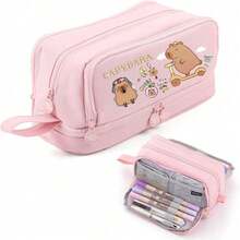 Capybara Fashion Large Pencil Case ,High Capacity Holder Box Storage Bag ,Large Capacity Multi-Layer Pen Bag,Desk Organizer Marker Pouch Pen For Middle School Office College Adult Girl And Boy(Multiple Colors Available),Back To School Supplies Essentials Office Supplies Valentine's Day Gifts - Multicolor - View 9