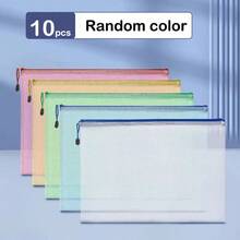 20个装，防水A4拉链网状文件袋，十字绣和拼图项目袋，适合旅行、学校、会议室和办公用品，学校用品，马卡龙色，五种颜色。 - 彩色 - 查看 12