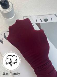 1双酒红色女士连裤袜，高弹力，防勾丝 - 彩色 - 查看 3