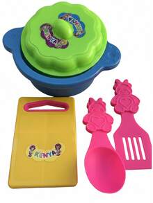 Set de Cocina de Juguete para Niños - Juego de Rol con Ollas, Utensilios de Osito y Tabla de Picar, Incluye Bolsa de Almacenamiento, 4 Piezas - Morado Violeta - Ver 4