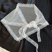 1件装花卉印花蝴蝶结可爱优雅复古法式波西米亚风网纱蕾丝发带，适合女孩，百搭配饰，可搭配连衣裙、牛仔裤，也可作为腰部装饰，适合海滩/摄影等场合。针织材质头巾发带，吸汗发带，秋冬季发带，女士度假装扮发饰，优雅围巾，柔软头巾。 - 白色 - 查看 13