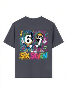 Tween Boy 67 & 67 Puzzle Design Print T-Shirt, Math Puzzle & Video Game Lover Graphic Tee - Dark Grey - View 8