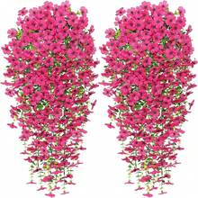 1 قطعة من الأزهار المعلقة الاصطناعية، أوراق الأوكالبتوس المزيفة للتزيين المنزلي وحفلات الزفاف والحفلات، ديكورات منزلية وحدائق وأعراس، ديكور الربيع، ديكور عيد الحب، قوس الزفاف، الجدران، الحديقة، النباتات الخضراء، غرفة النوم، المكتب الخارجي، ديكور الحفلات - روز أحمر - مشاهدة 1