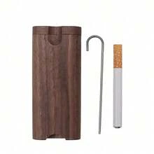 1pc Black Walnut Wooden Cigarette Case Holder, With Aluminum Alloy Cigarette Cleaning Hook, Portable Bag Easy To Clean, Ideal Gift Choice - Multicolor - View 7