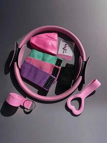 The Pilates Set (Women's Home Exercise Set) Includes Pilates Rings, Squat Resistance Bands, Stretching Ropes, Yoga Socks, Stretching Belts, And Yoga Balls. - Multicolor - View 4