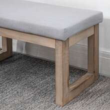 Footrest, Padded Stool With Wooden Legs, 68 X 38 X 42 Cm, Grey, Seat For Living Room, Bedroom, Entryway Bench - Grey - View 8
