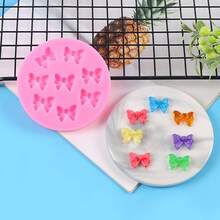 1pc Pink 8-Shaped Silicone Bow Mold, Suitable For Valentine's Day Decorations And Crafts, Handmade Bow Shaped Candle, Plaster, Clay Mold, Easy Release And Reusable - Pink - View 2