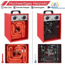 LILIIN Electric Fan Heater, 400V, Construction Heater, Radiant Heater, Heating Device, Fan Heater With Thermostat, Electric Heater With 4 Heat Settings (5 KW), Black/Red - Red - View 5