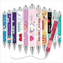 1-20pcs Cute Pink Heart & Bow Nurse/Doctor Themed Pens, 1.0mm Black Ink Smooth Writing Retractable Pens, Suitable For Teachers, Women, Girls, Adults, Decorative & Practical, School/Office Supplies, Party Favors, Back To School Gifts - Multicolor - View 9