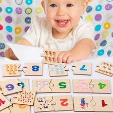 Montessori Wooden Number Puzzle Set Kids 3-6 Years Old English Number Animal Matching Board Preschool Math Addition Subtraction Learning Toy - Multicolor - View 4