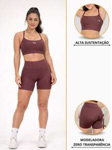 Kit Of 2 Women's Gym Sets: High-Waisted Shorts + Sleeveless Fitness Top, Zero Transparency - 彩色 - 查看 3
