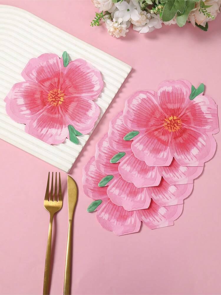 20张粉色樱花一次性纸巾，适用于春节、婚礼、新娘送礼会、粉色下午茶派对、粉色生日家居装饰、宝宝性别揭晓派对装饰、粉色樱花主题派对用品 - 櫻花 - 查看 6