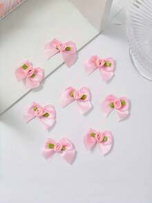 30pcs/Set Bow Tie Rose Flower 3cm Ribbon With Leaves, Handmade DIY Small Flowers For Clothing, Shoes, Toys, Accessories, Ribbon Flower Headpieces, Gift Box Decor, Home & Apparel Accessories - Multicolor - View 16