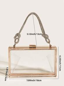 European & American Fashion Box-Shaped Clutch Bag, Transparent Acrylic Handbag, Shoulder Bag With Chain Strap, Suitable For Phone, Lipstick, Party, Versatile - Clear - View 9