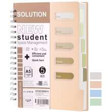 五科螺旋笔记本，240页，大学标准行距，带分隔标签，A5尺寸，适用于学校、办公室、记笔记、学习用品、返校季