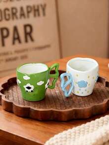 1pc Creative Handmade Minimalist Large Capacity Ceramic Coffee Mug/Cup For Home Use - Multicolor - View 2