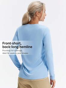 HOTSUIT 女士轻便户外长袖衬衫，侧边开衩，适合夏季运动、跑步、钓鱼等活动 - 藍色 - 查看 4