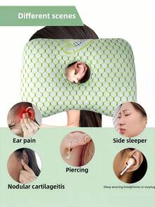 Ear Piercing Pillow For Side Sleepers Ear Hole Pillow Washable Comfortable Ear Guard Pillow For The Elderly And Patients/Adult Beauty Salon Pillow/Hollow Design For Comfortable Ears/A Must-Have For Lunch Naps/Office And Home Essentials - Multicolor - View 4