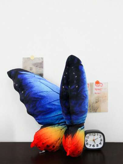 60厘米/23.62英寸 3D逼真彩色蝴蝶毛绒抱枕，可爱昆虫造型抱枕，装饰毛绒靠垫，适用于卧室、客厅、沙发和躺椅，逼真的蝴蝶装饰，柔软毛绒玩具，儿童及家居装饰礼物